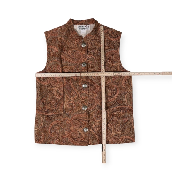 Brown Paisley Button-Up Vest - Picture 5 of 8